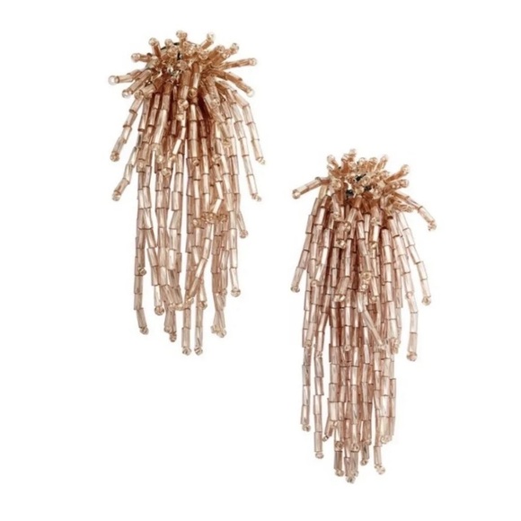 Stella & Dot Fireworks Beaded Post Statement Earrings Champagne Golden NEW - Picture 2 of 10